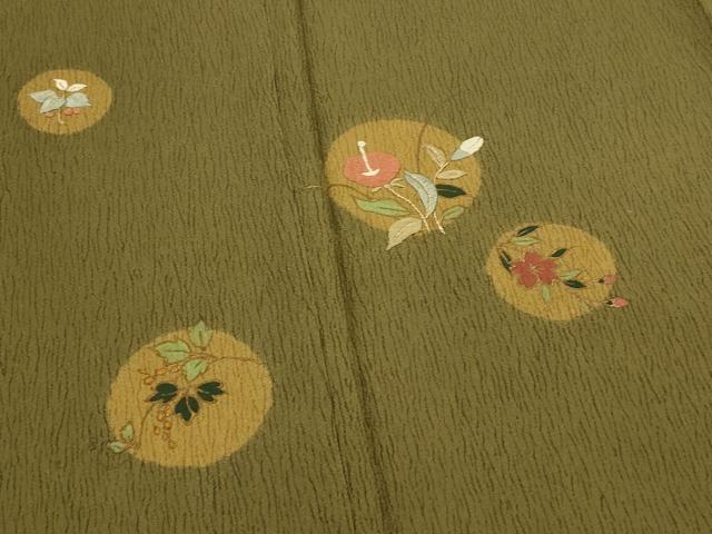 平和屋着物■訪問着　作家物　刺繍　丹後ちりめん　花丸文　金糸　金彩　証紙付き　正絹　逸品　AABJ5048st