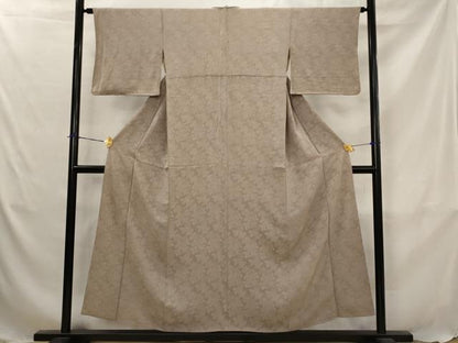平和屋着物■上質な色無地　葉地紋　胡桃染色　正絹　逸品　AABJ5053st