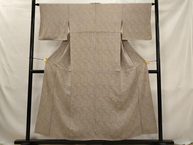 平和屋着物■上質な色無地　葉地紋　胡桃染色　正絹　逸品　AABJ5053st