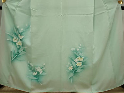 平和屋着物■訪問着　手描き　草花文　暈し染め　正絹　逸品　AABJ5055st