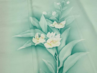 平和屋着物■訪問着　手描き　草花文　暈し染め　正絹　逸品　AABJ5055st
