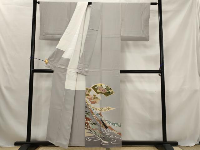 平和屋着物■豪華色留袖　駒刺繍　地紙飛鶴花文　暈し染め　金彩　正絹　逸品　AABJ5056st