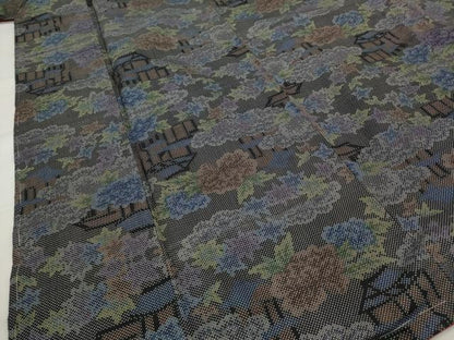 平和屋着物■本場大島紬　7マルキ　風景花文　正絹　逸品　未使用　AABJ5058st