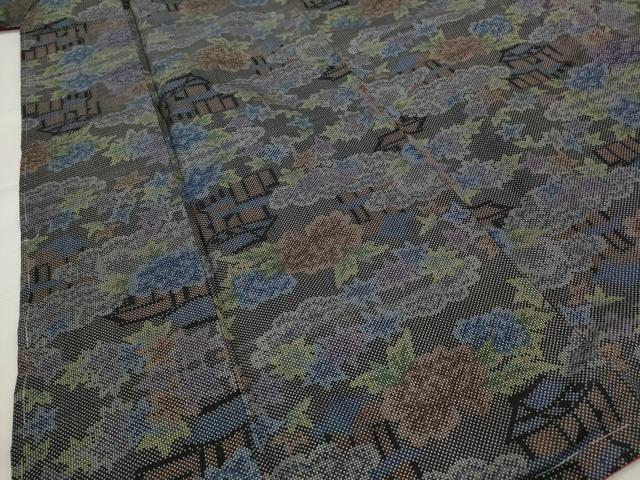 平和屋着物■本場大島紬　7マルキ　風景花文　正絹　逸品　未使用　AABJ5058st
