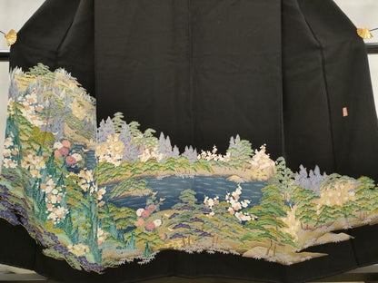 平和屋着物■豪華黒留袖　友禅　作家物　松竹梅　正絹　逸品　AABJ5059st