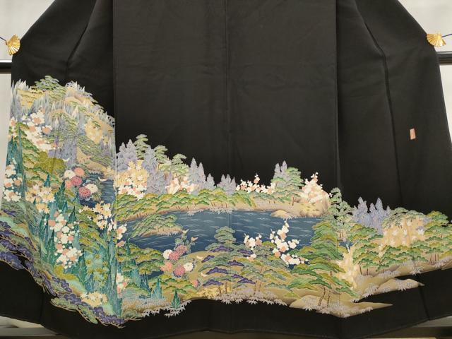 平和屋着物■豪華黒留袖　友禅　作家物　松竹梅　正絹　逸品　AABJ5059st