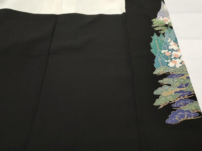 平和屋着物■豪華黒留袖　友禅　作家物　松竹梅　正絹　逸品　AABJ5059st