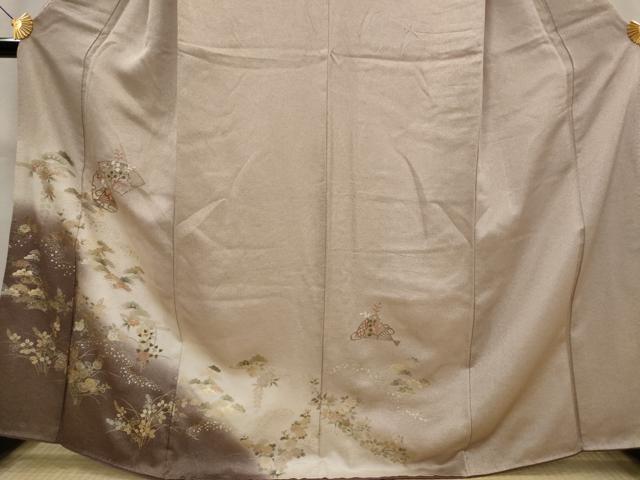 平和屋着物■訪問着　刺繍　花松文　暈し染め　金彩　正絹　逸品　AABJ5065st