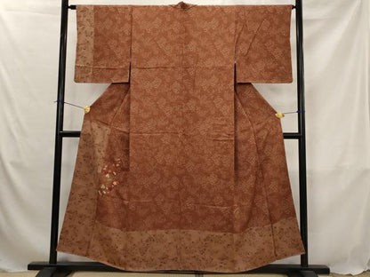 平和屋着物■訪問着　刺繍　草花文　金糸　正絹　逸品　AABJ5068st
