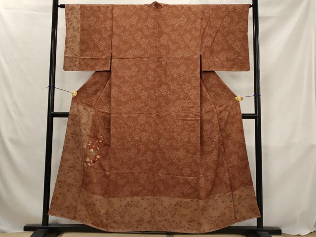 平和屋着物■訪問着　刺繍　草花文　金糸　正絹　逸品　AABJ5068st