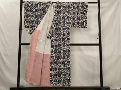 平和屋着物■上質な小紋　更紗花文　正絹　逸品　AABJ5069st