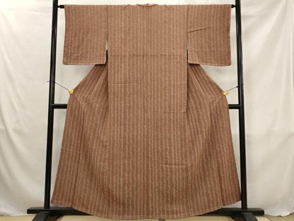 平和屋着物■上質な小紋　よろけ縞　正絹　逸品　未使用　AABJ5070st