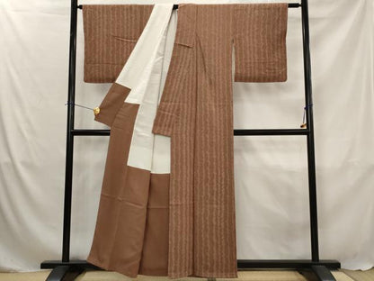 平和屋着物■上質な小紋　よろけ縞　正絹　逸品　未使用　AABJ5070st