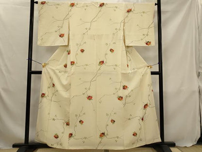 平和屋着物■上質な小紋　枝花文　松坂屋扱い　正絹　逸品　AABJ5073st