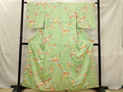 平和屋着物■上質な小紋　草花文　正絹　逸品　AABJ5075st