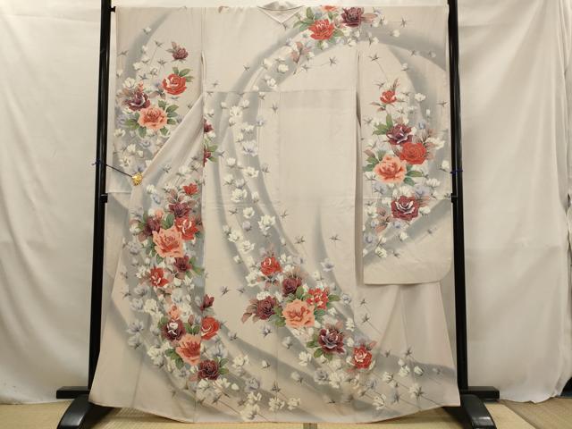 平和屋着物■豪華振袖　薔薇　暈し染め　銀彩　正絹　逸品　AABJ5076st