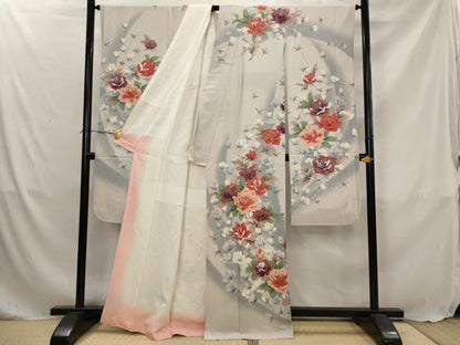 平和屋着物■豪華振袖　薔薇　暈し染め　銀彩　正絹　逸品　AABJ5076st