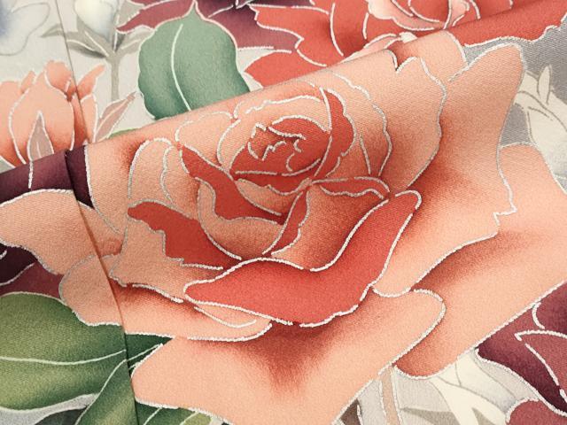 平和屋着物■豪華振袖　薔薇　暈し染め　銀彩　正絹　逸品　AABJ5076st