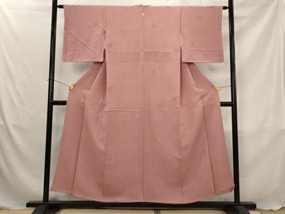 平和屋着物■上質な色無地　色紙重ね地紋　蘇芳色　正絹　逸品　AABJ5082st