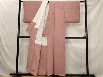 平和屋着物■上質な色無地　色紙重ね地紋　蘇芳色　正絹　逸品　AABJ5082st