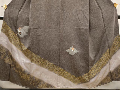 平和屋着物■訪問着　刺繍　松皮菱花文　暈し染め　金糸　金銀彩　正絹　逸品　AABJ5085st