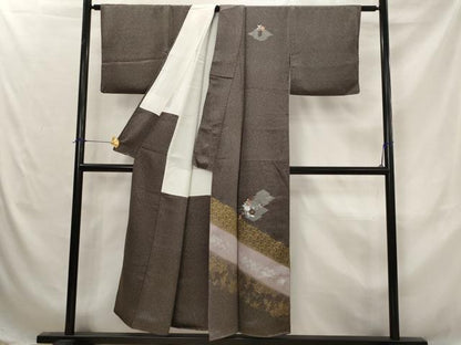 平和屋着物■訪問着　刺繍　松皮菱花文　暈し染め　金糸　金銀彩　正絹　逸品　AABJ5085st