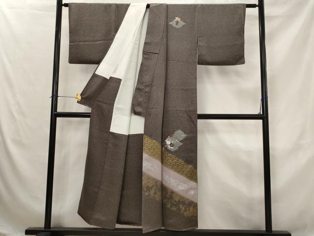 平和屋着物■訪問着　刺繍　松皮菱花文　暈し染め　金糸　金銀彩　正絹　逸品　AABJ5085st
