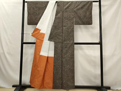 平和屋着物■本場大島紬　7マルキ　唐草文様　正絹　逸品　AABJ5089st