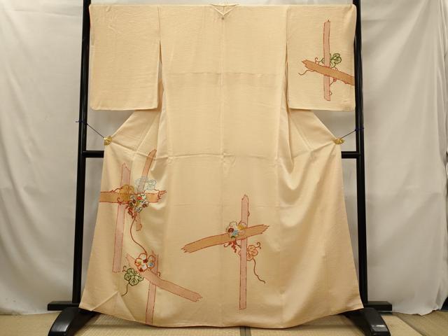 平和屋着物■訪問着　駒刺繍　蔦の葉花文　金糸　正絹　逸品　AABJ5091st