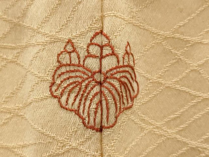 平和屋着物■訪問着　駒刺繍　蔦の葉花文　金糸　正絹　逸品　AABJ5091st