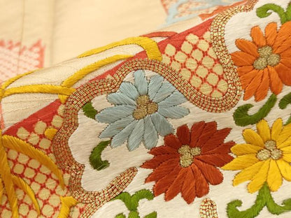 平和屋着物■訪問着　駒刺繍　蔦の葉花文　金糸　正絹　逸品　AABJ5091st