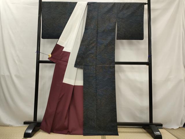 平和屋着物■上質な紬　樹林文　正絹　逸品　AABJ5098st