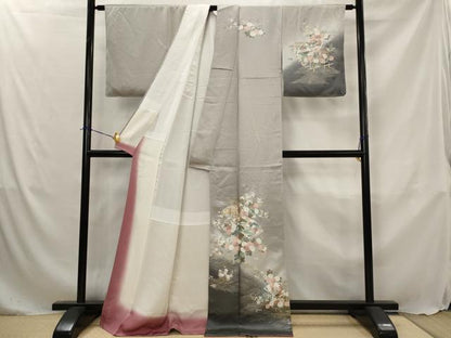 平和屋着物■訪問着　地紙花松文　暈し染め　銀彩　正絹　逸品　AABJ5100st