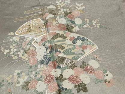 平和屋着物■訪問着　地紙花松文　暈し染め　銀彩　正絹　逸品　AABJ5100st