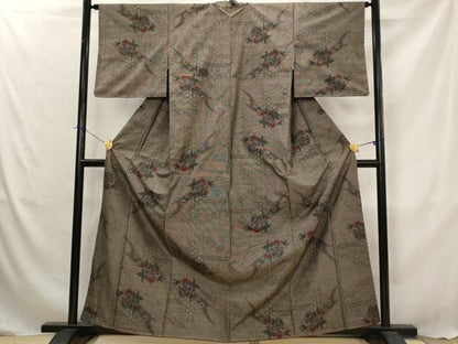 平和屋着物■本場大島紬　9マルキ　更紗花文　正絹　逸品　未使用　AABJ5104st