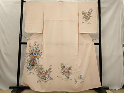 平和屋着物■訪問着　友禅　作家物　草花文　正絹　逸品　AABJ5111st