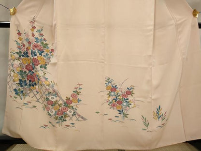 平和屋着物■訪問着　友禅　作家物　草花文　正絹　逸品　AABJ5111st