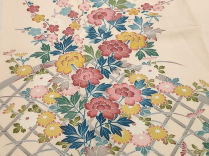 平和屋着物■訪問着　友禅　作家物　草花文　正絹　逸品　AABJ5111st