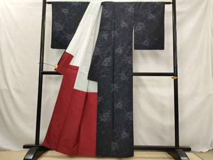 平和屋着物■上質な紬　花唐草文　正絹　逸品　AABJ5113st