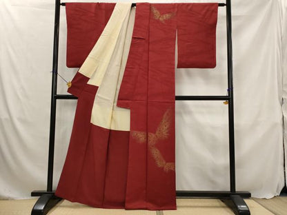 平和屋着物■訪問着　舞蝶文　金糸　正絹　逸品　AABJ5114st