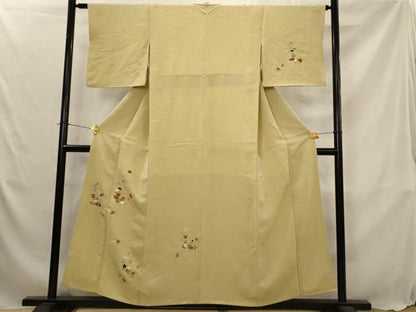 平和屋着物■訪問着　総刺繍　草花文　正絹　逸品　AABJ5116st