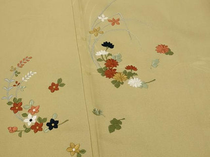 平和屋着物■訪問着　総刺繍　草花文　正絹　逸品　AABJ5116st