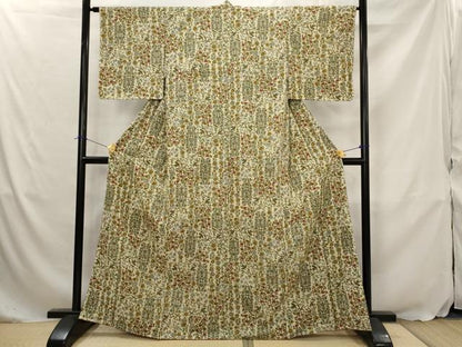 平和屋着物■上質な小紋　更紗花鳥文　正絹　逸品　AABJ5119st