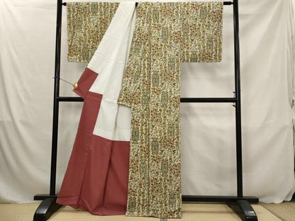 平和屋着物■上質な小紋　更紗花鳥文　正絹　逸品　AABJ5119st