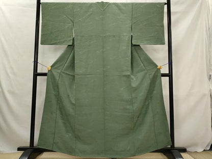 平和屋着物■上質な色無地　雲取り地紋　革色　正絹　逸品　AABJ5123st