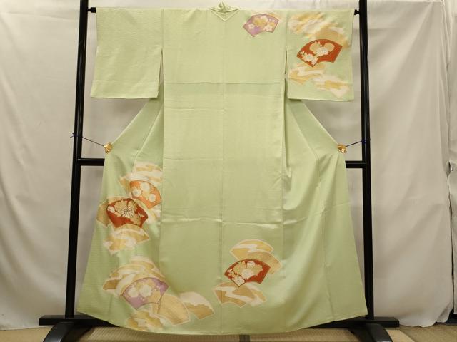 平和屋着物■訪問着　駒刺繍　地紙花文　金彩　正絹　逸品　AABJ5126st