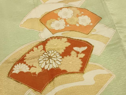 平和屋着物■訪問着　駒刺繍　地紙花文　金彩　正絹　逸品　AABJ5126st
