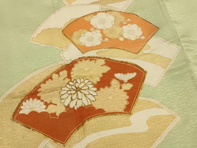 平和屋着物■訪問着　駒刺繍　地紙花文　金彩　正絹　逸品　AABJ5126st