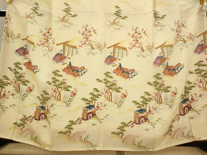 平和屋着物■訪問着　人物風景文　暈し染め　正絹　逸品　AABJ5127st