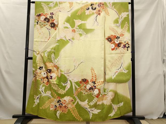 平和屋着物■豪華振袖　駒刺繍　吉祥花文　暈し染め　金彩　正絹　逸品　AABJ5131st
